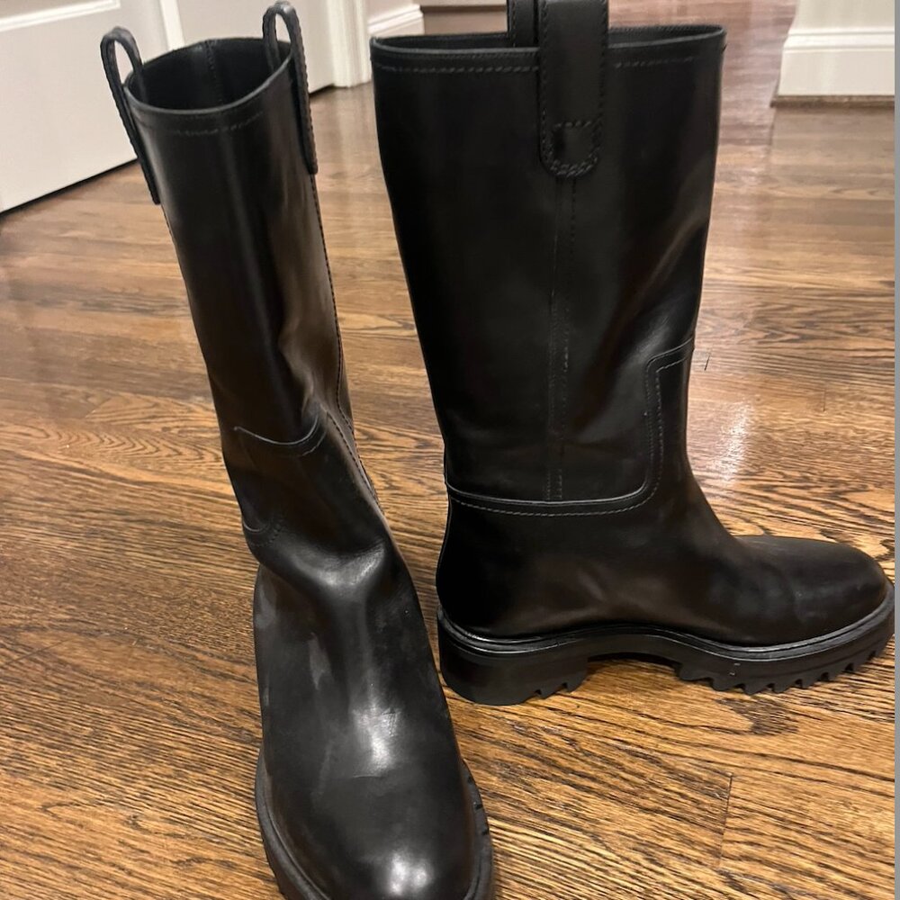 Tamara Mellon Easy Rider Mid Calf Short Boots - Size 37